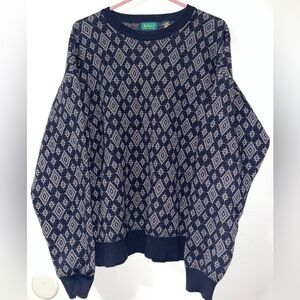 Ford Navy and White Patterned Crewneck Sweater